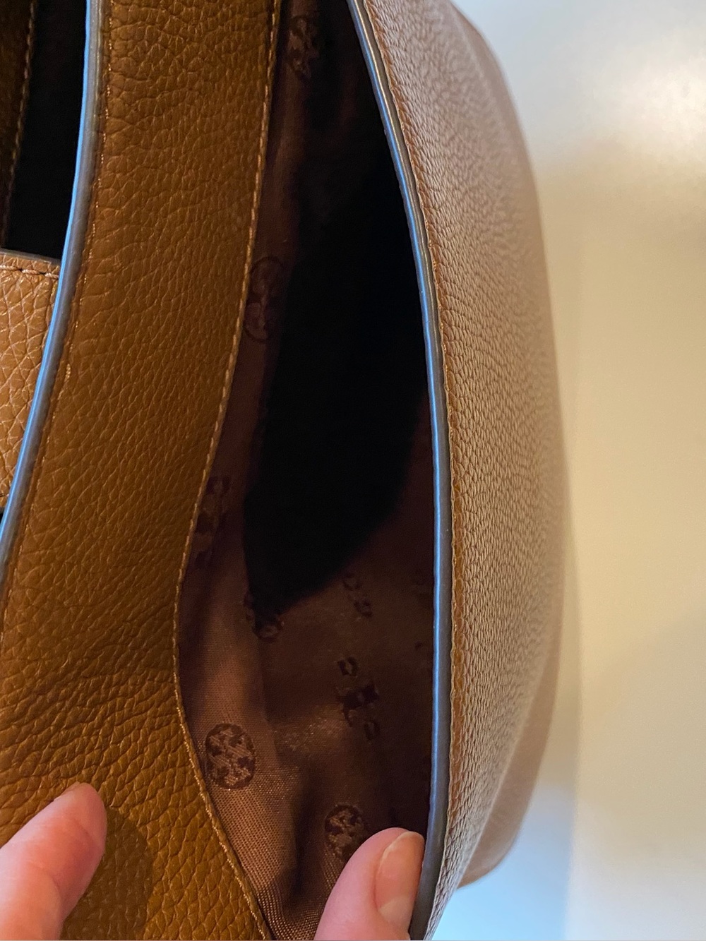 Tory Burch Thea Brown Pebbled Leather Crossbody - Picture 4 of 6